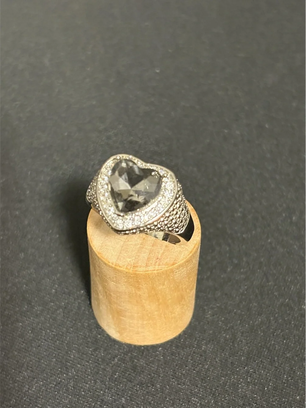 Silver Heart Crystal Statement Ring - Sparkling Clear